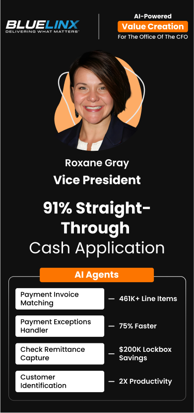 Roxane Gray of BlueLinx led 91% automation in cash-app & achieved 89% improvement in staff productivity with HighRadius Value Creation