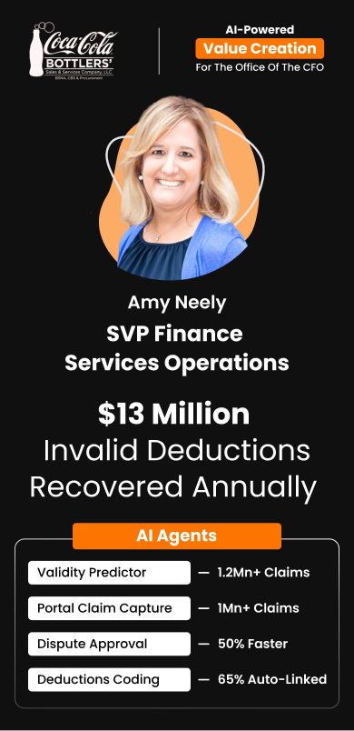 Amy Neely, SVP Finance at Coca-Cola Bottlers, highlights $13M in invalid deductions recovered annually with HighRadius Value Creation