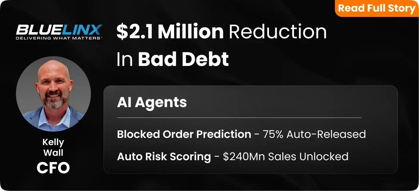 BlueLinx, a wholesale distributor of residential and commercial building products, an Enterprise Building Materials company, using HighRadius Order to Cash - Credit Management product achieved a $2.1M reduction in bad debt.