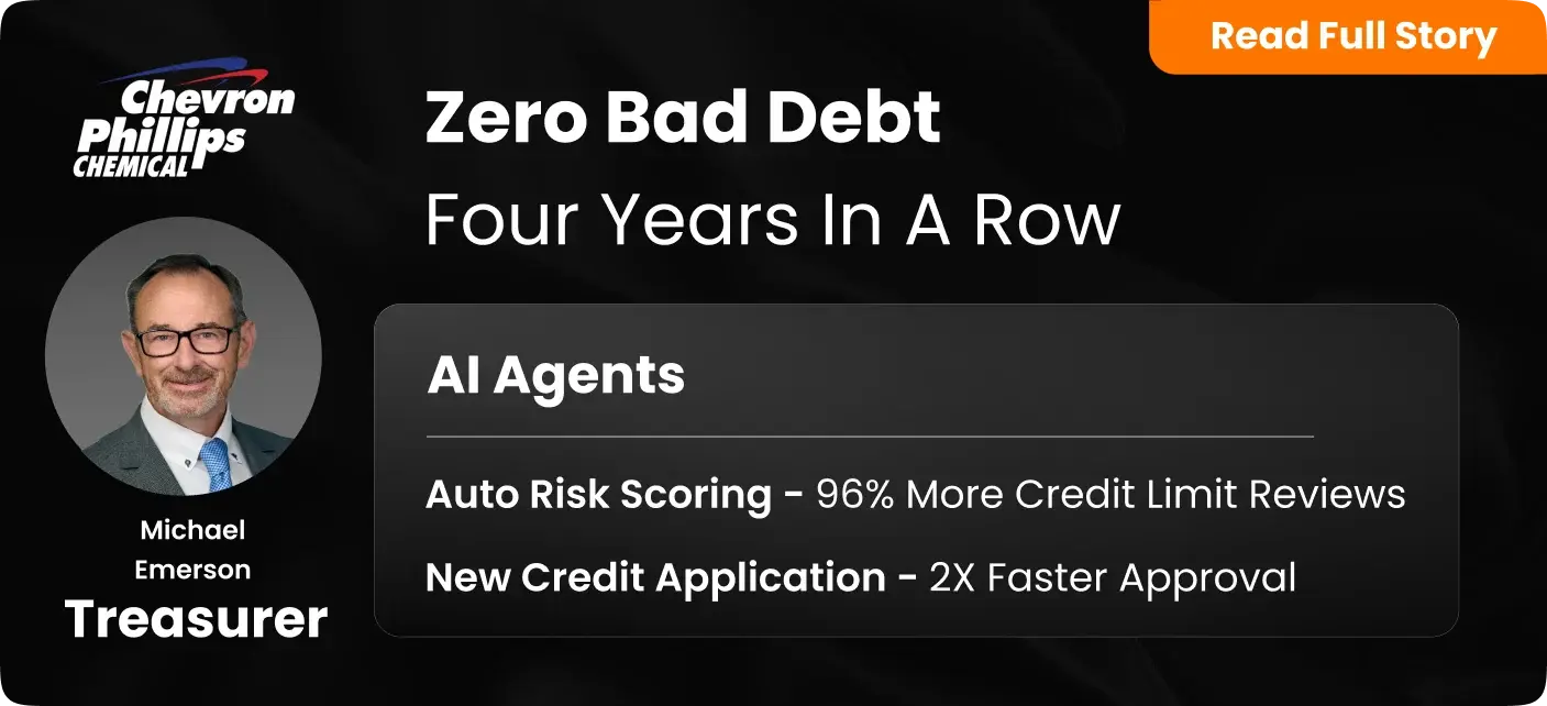 Chevron Philips Chemical, a producer of petrochemicals and plastics, an Enterprise Manufacturing company, using HighRadius Order to Cash - Credit Management product achieved zero bad debt for four years in a row.