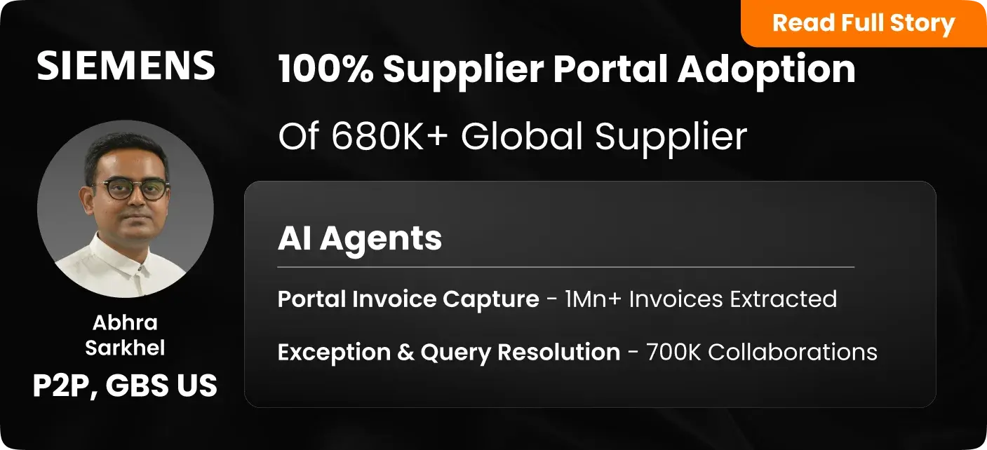 Siemens Healthineers AG, a medical technology company that provides healthcare equipment, solutions, and services, a Large Enterprise Manufacturing company, using HighRadius Accounts Payable - Supplier Portal product achieved 100% supplier portal adoption of over 680,000 global suppliers.