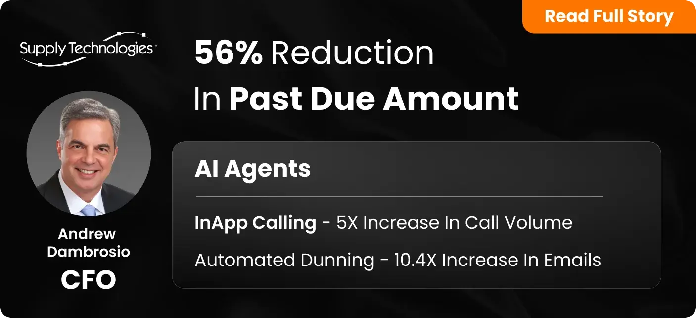 Supply Technologies, a supply chain solutions provider, a Mid-Market Manufacturing company, using HighRadius Order to Cash - Collections Management product achieved a 56% reduction in past due amount.