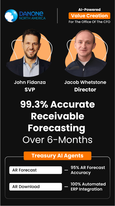John Fidanza & Jacob Whetstone of Danone achieved 96% forecast accuracy over six months with HighRadius' AI-Agents Value Creation