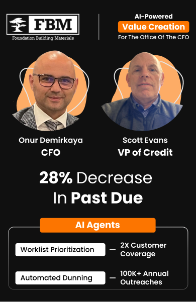 FBM achieved a 28% reduction in past-dues with HighRadius, driven by CFO Onur Demirkaya & VP of Credit Scott Evans Value Creation