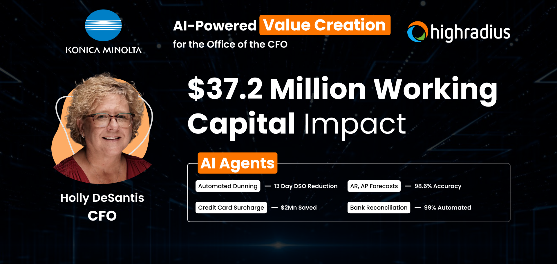 Konica Minolta CFO Holly DeSantis highlights $30M cash flow gain from HighRadius ERP-integrated O2C & treasury platform