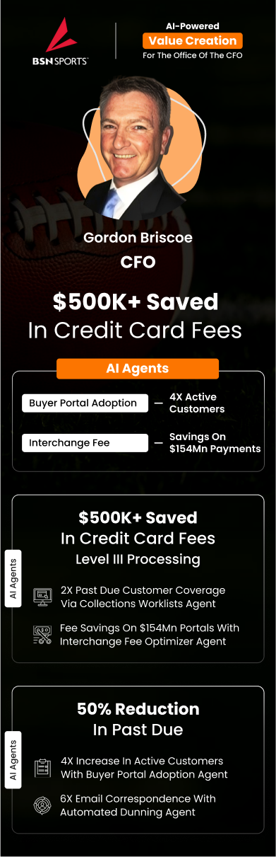 Gordon Briscoe, CFO of BSN Sports, shares how his team saved $500K+ in credit card fees with HighRadius Value Creation