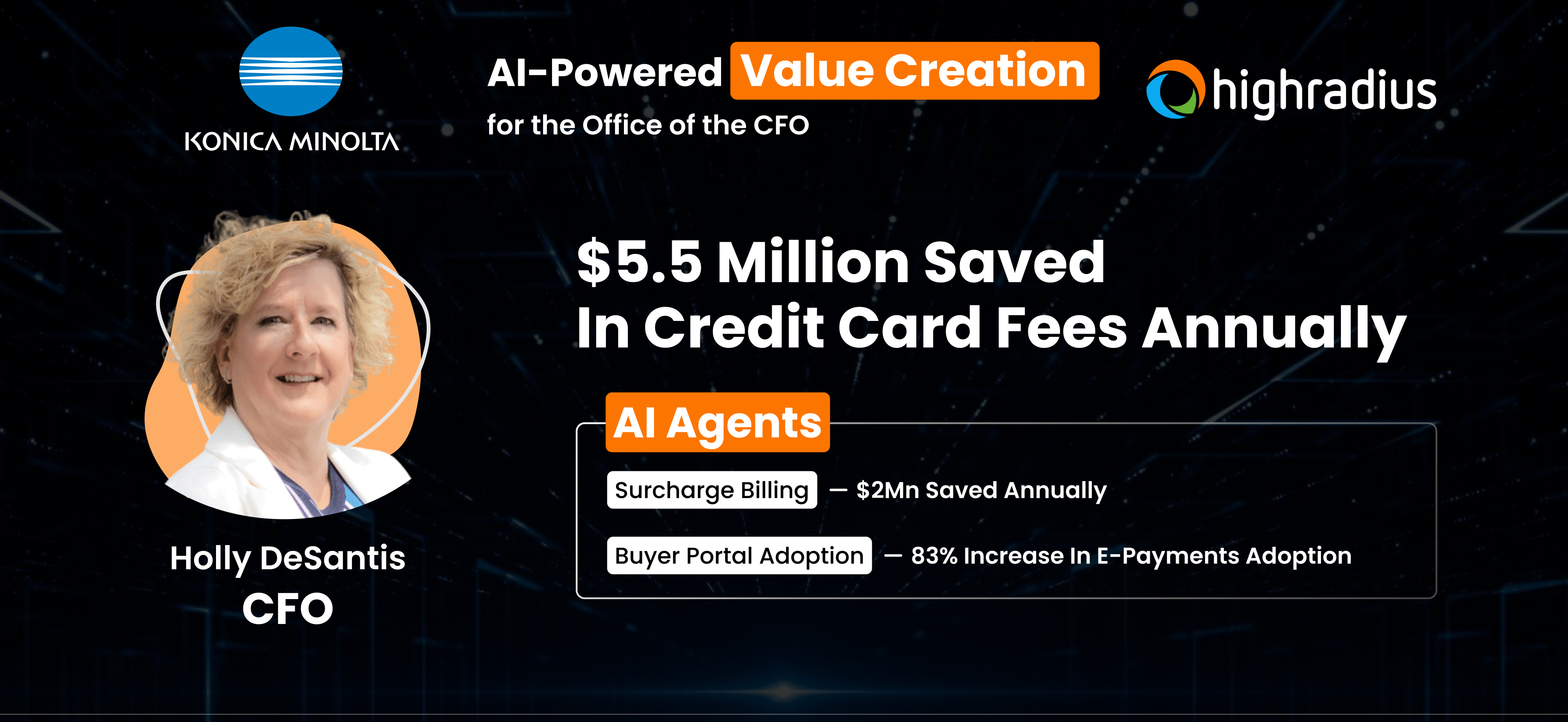 Holly DeSantis, CFO of Konica Minolta, highlights $5.5M annual savings in credit card fees & 83% growth in e-payment adoption