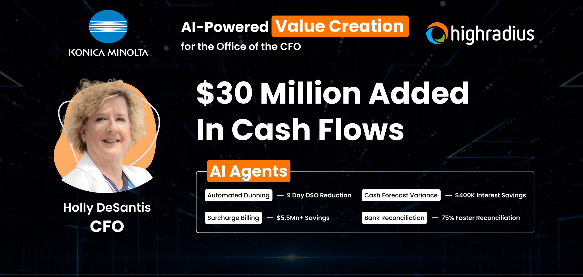 Konica Minolta CFO Holly DeSantis highlights $30M cash flow gain from HighRadius ERP-integrated O2C & treasury platform